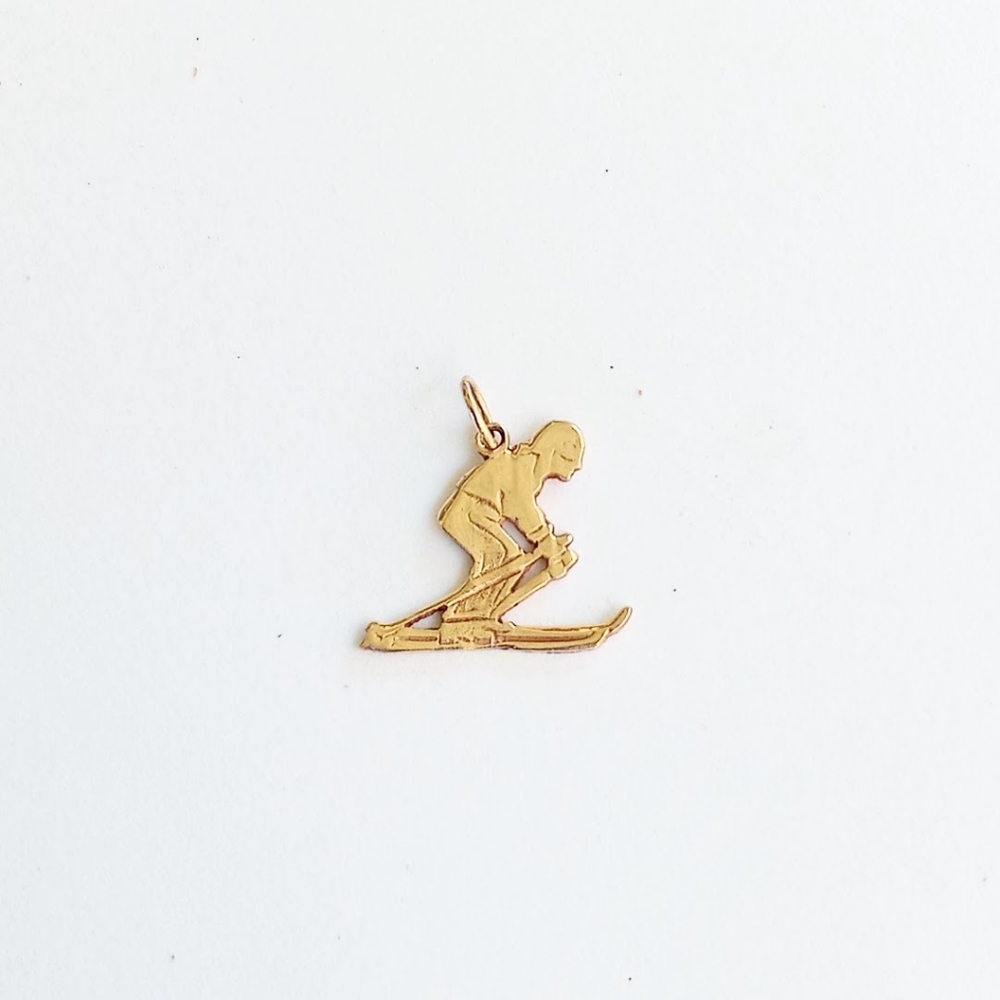 14k Yellow Gold Downhill Skier Charm/Pendant